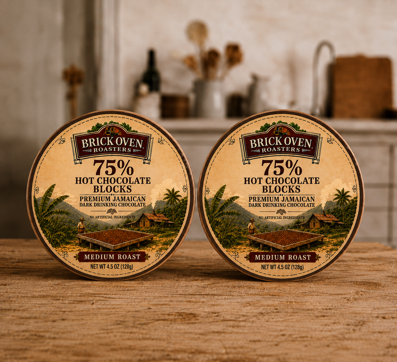 2 PACKS - 75% Dark Premium Jamaican Hot Chocolate Blocks image 2