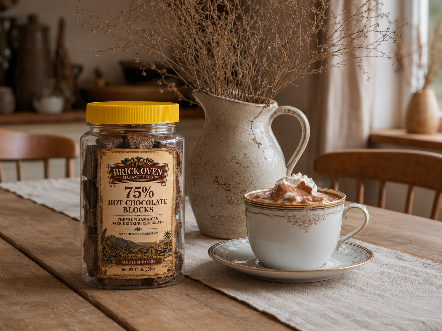 1 JAR - 75% Premium Jamaican  Hot Chocolate Blocks