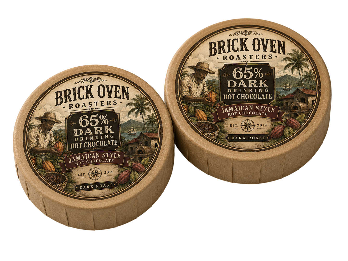 2 PACKS - 65% Jamaican Dark Drinking Hot Chocolate Bar with Jamaica Blue Mountain Coffee